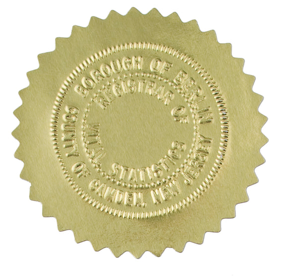 2 Inch Matte Gold Foil Notary & Certificate Seals, Roll of 500 by